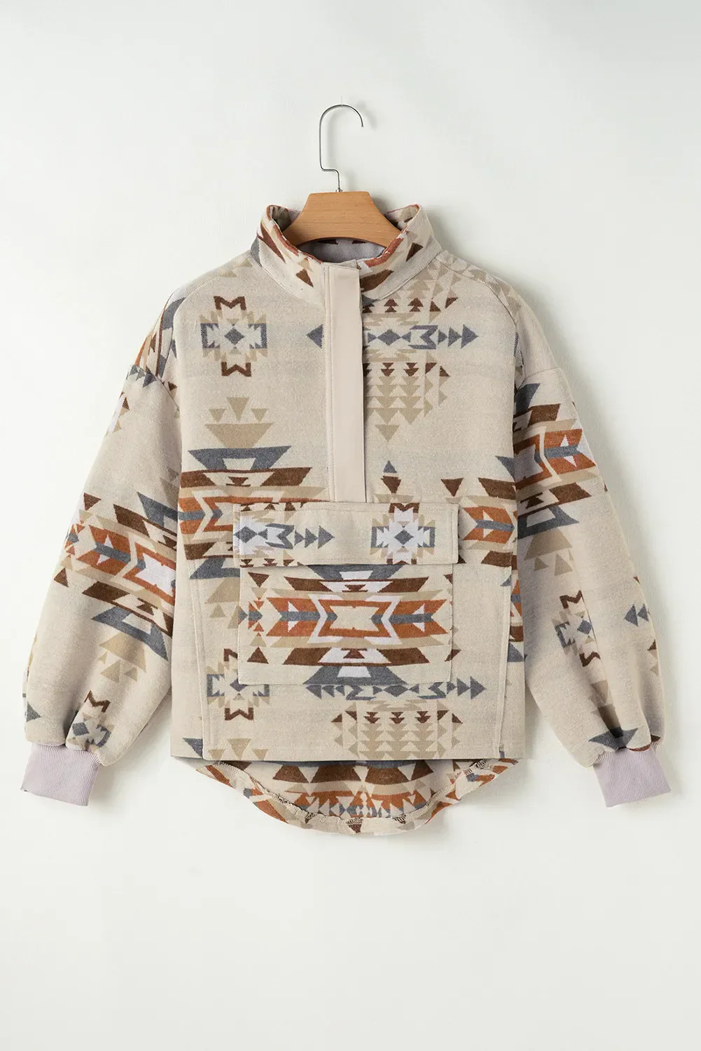 Emilia | Long-sleeved sweatshirt with a geometric collar neckline - Image 2