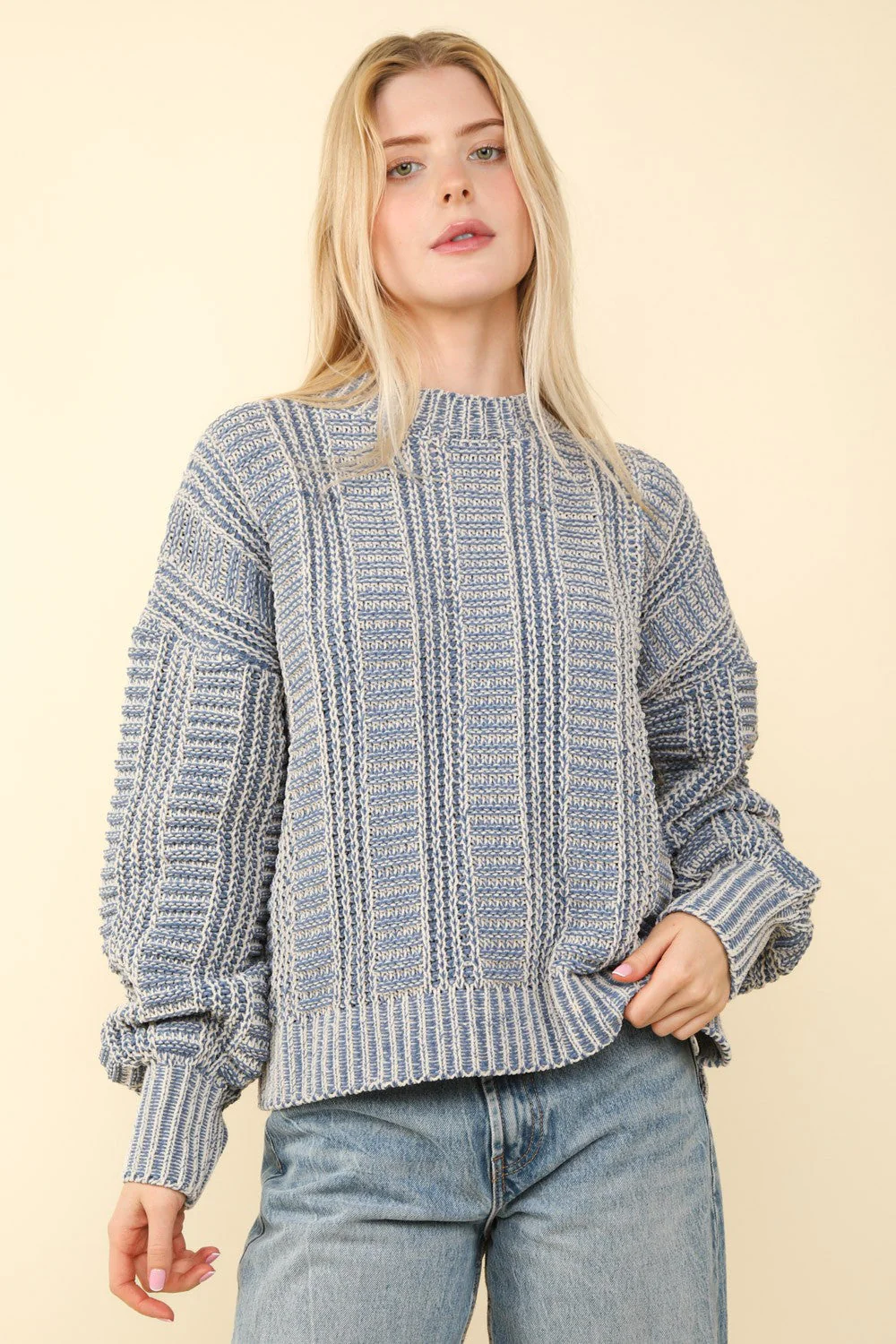 Emilia | VERY J Two-tone long sleeve sweater - Image 2