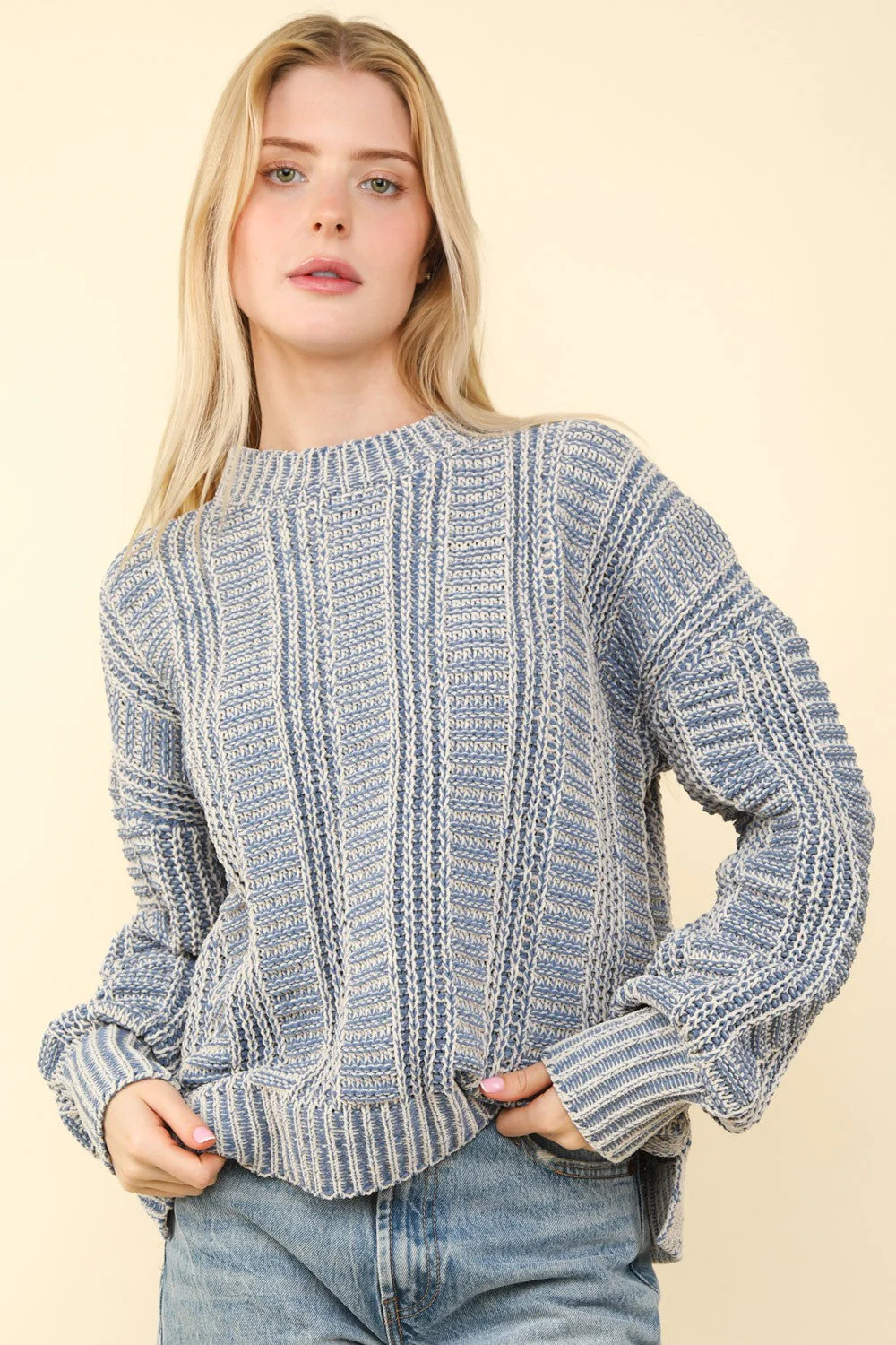 Emilia | VERY J Two-tone long sleeve sweater - Image 3