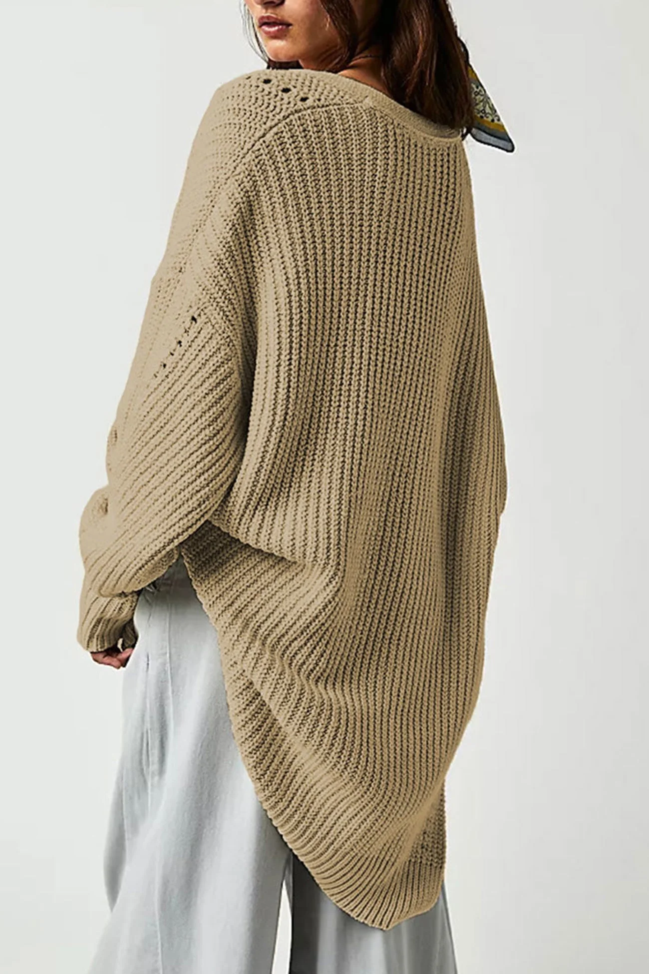 Emilie | Cardigan with lantern sleeves, open front slit and side slit - Image 8