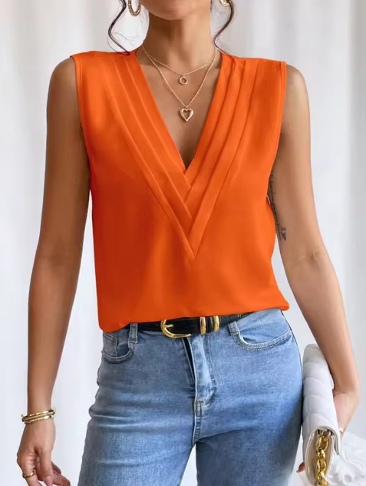 Emily® | Elegant V-Neck Sleeveless Top - Image 3