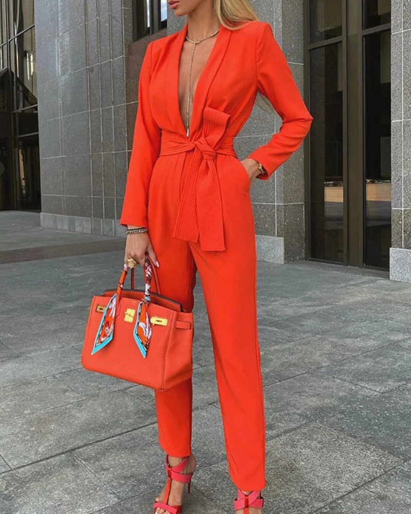 Emma® | Elegant Sleeveless V-Neck Blouse And Pants Set - Image 3
