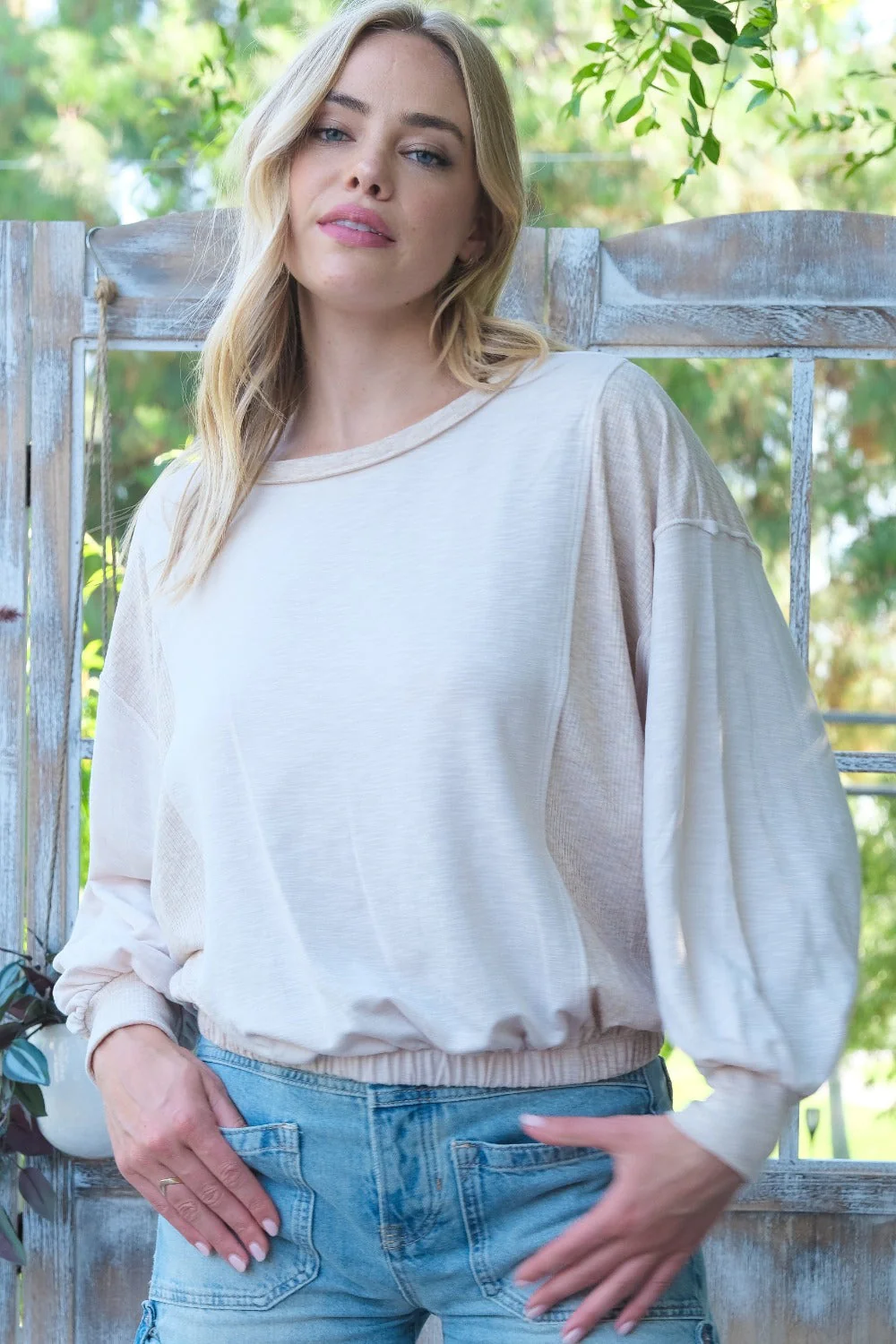 Emma | Hailey & Co rib and two-tone knit blend top - Image 3