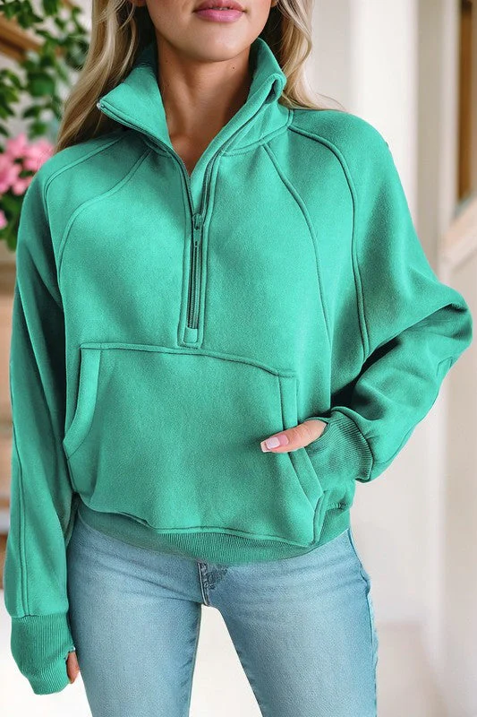 Emma | Sweatshirt with a stand-up collar and ribbed thumbhole sleeves