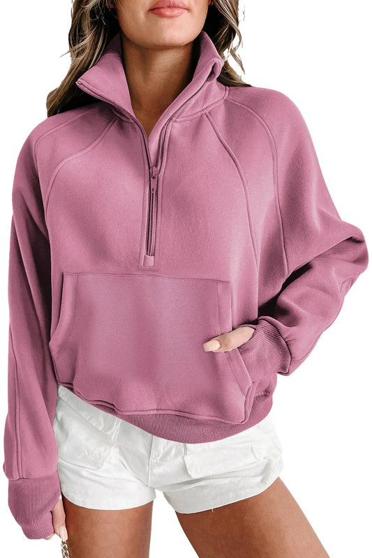 Emma | Sweatshirt with a stand-up collar and ribbed thumbhole sleeves - Image 5