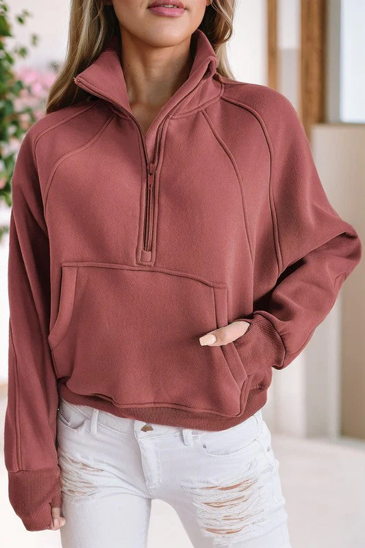 Emma | Sweatshirt with a stand-up collar and ribbed thumbhole sleeves - Image 6