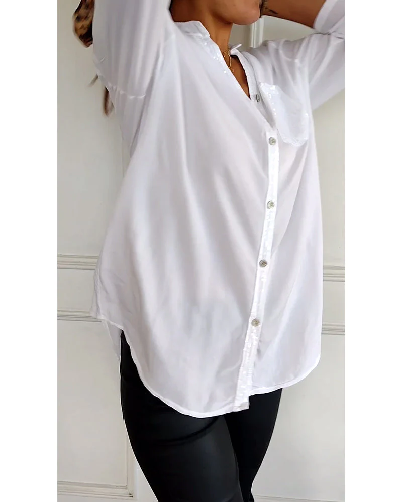Emma® | Women'S Button-Front Blouse With Sequin Trim - Image 6