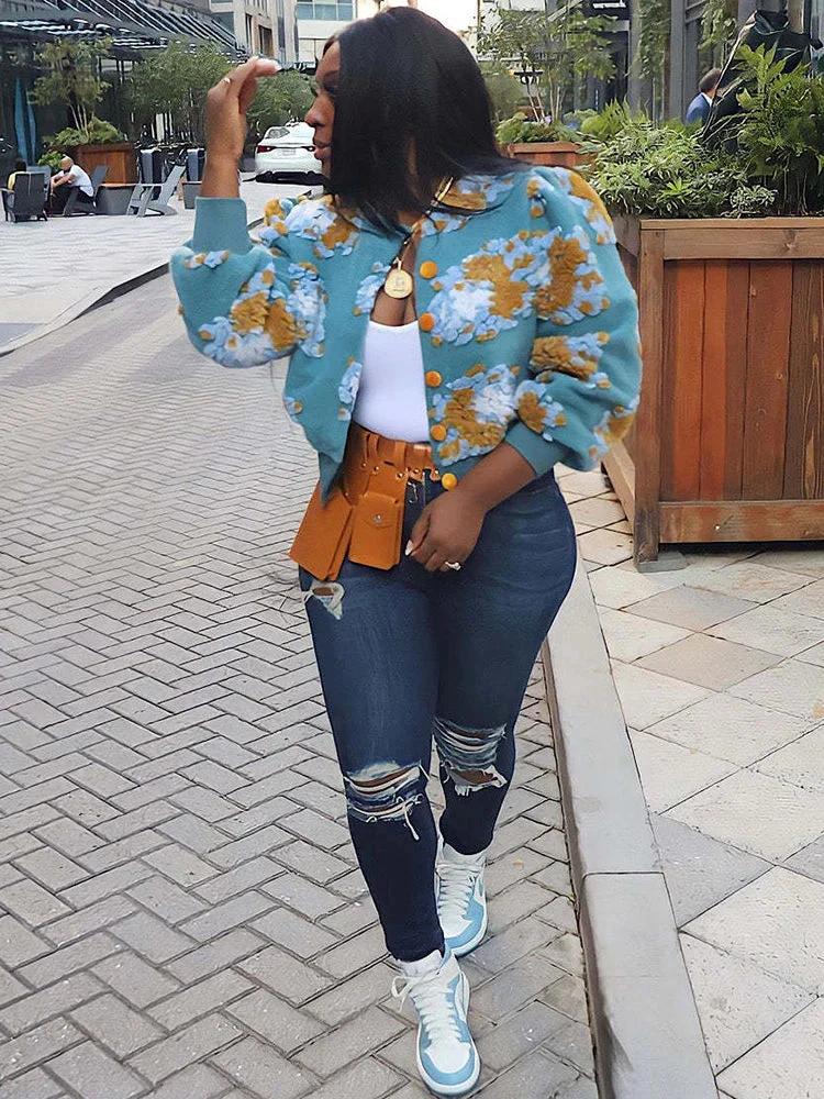 Emma | Women's cardigan with 3D flowers - Image 9
