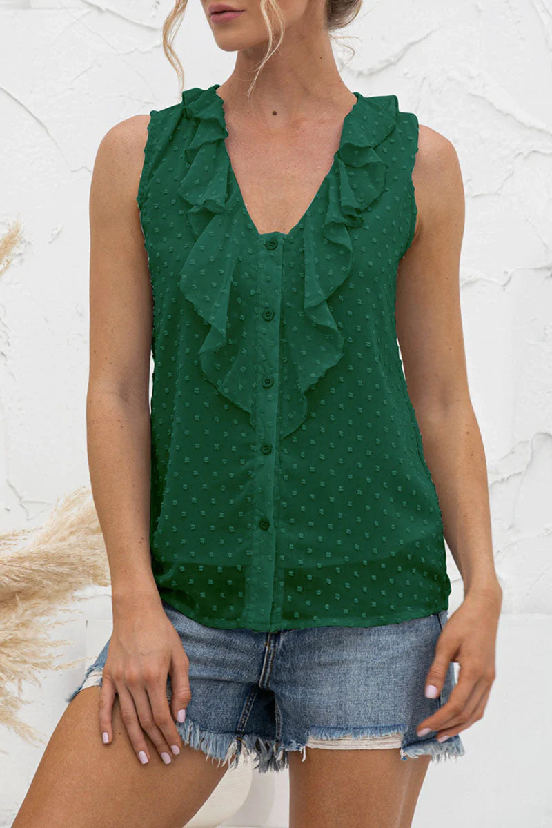 Enrica® | Casual Sleeveless V-Neck Button Down Top - Image 2