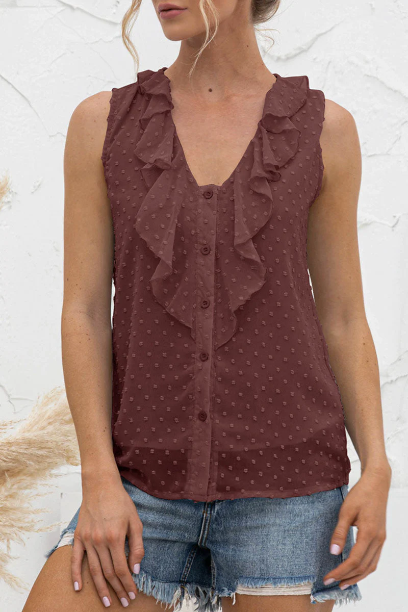 Enrica® | Casual Sleeveless V-Neck Button Down Top - Image 3
