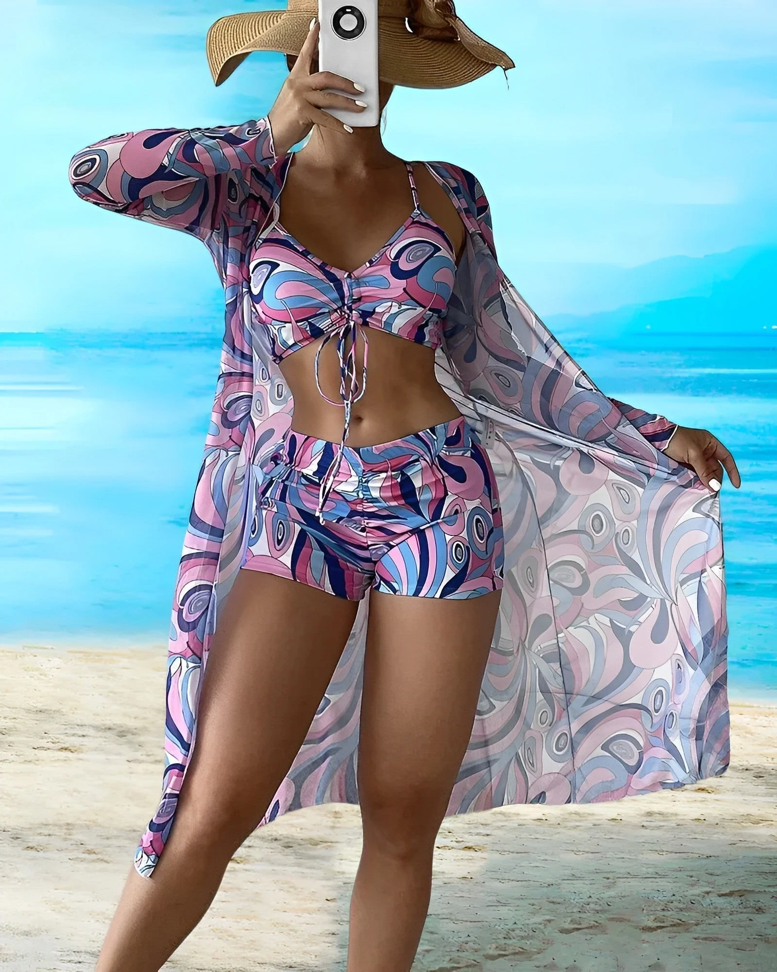 Erica® | Stylish 3 Piece Floral Print Bikini Set - Image 4