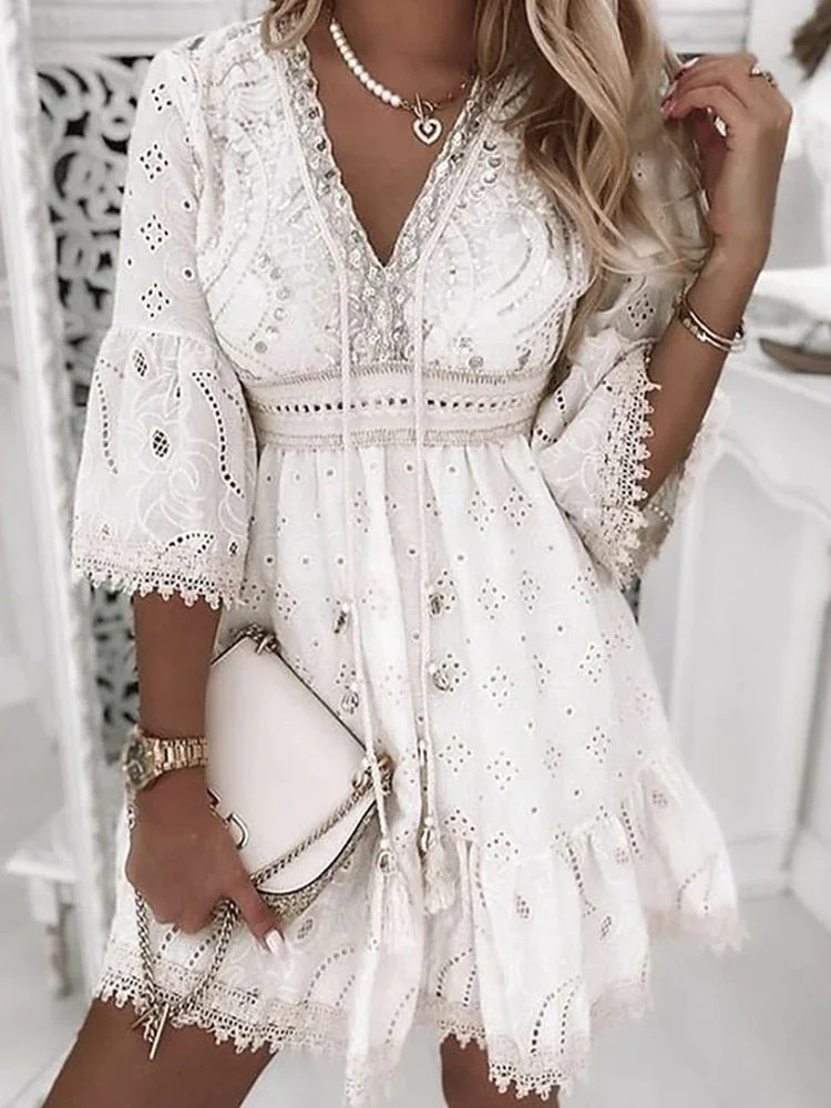 Erika® | Bohemian Style Mini Dress - Image 3