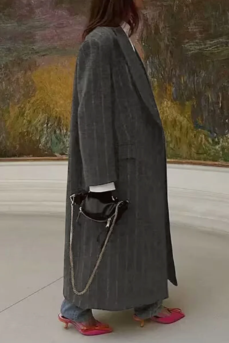 Erika | Casual outerwear with stripes and pocket patchwork and turn-down collar - Image 4