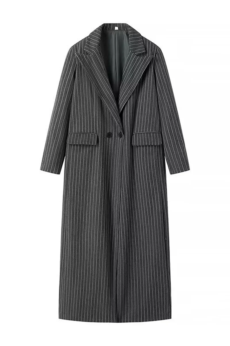 Erika | Casual outerwear with stripes and pocket patchwork and turn-down collar - Image 6