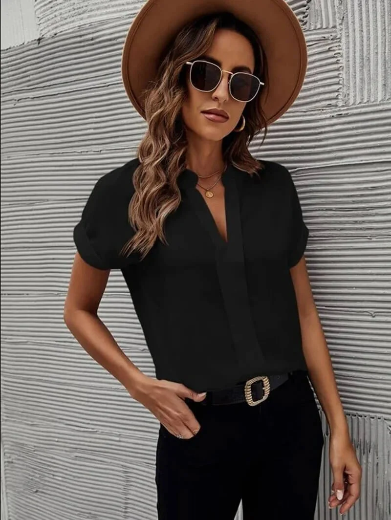Erika® | Elegant Blouse With V-Neckline - Image 2