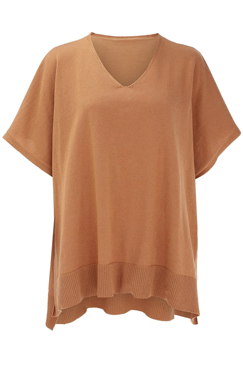 Erika | Slit knit top with V-neck and half sleeves - Image 2