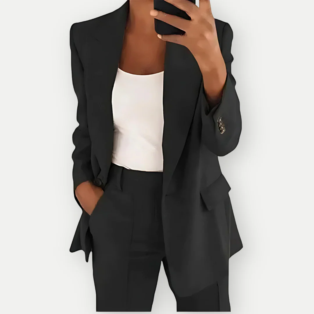 Erika® | Solid color blazer and pants set for women