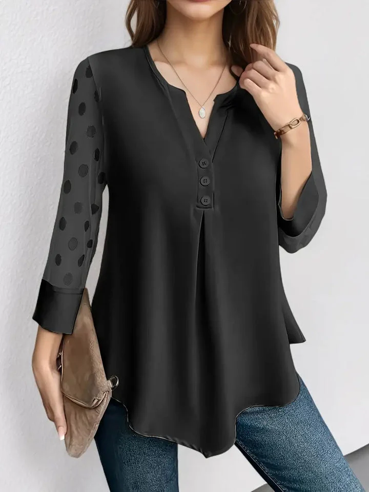 Erika® | Timelessly Elegant Plain Blouse With Button Closure At The Front - Image 2