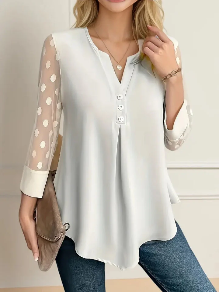 Erika® | Timelessly Elegant Plain Blouse With Button Closure At The Front - Image 3