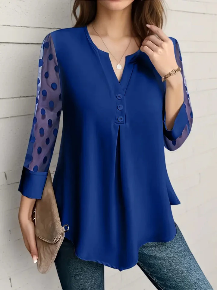 Erika® | Timelessly Elegant Plain Blouse With Button Closure At The Front - Image 4