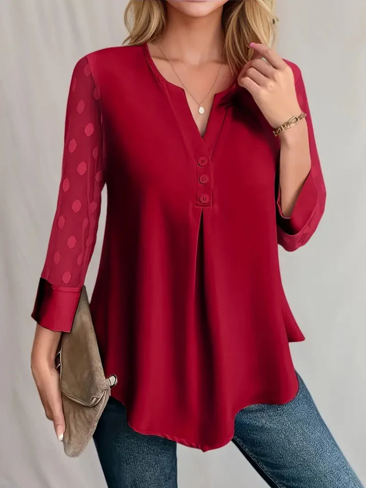 Erika® | Timelessly Elegant Plain Blouse With Button Closure At The Front - Image 5