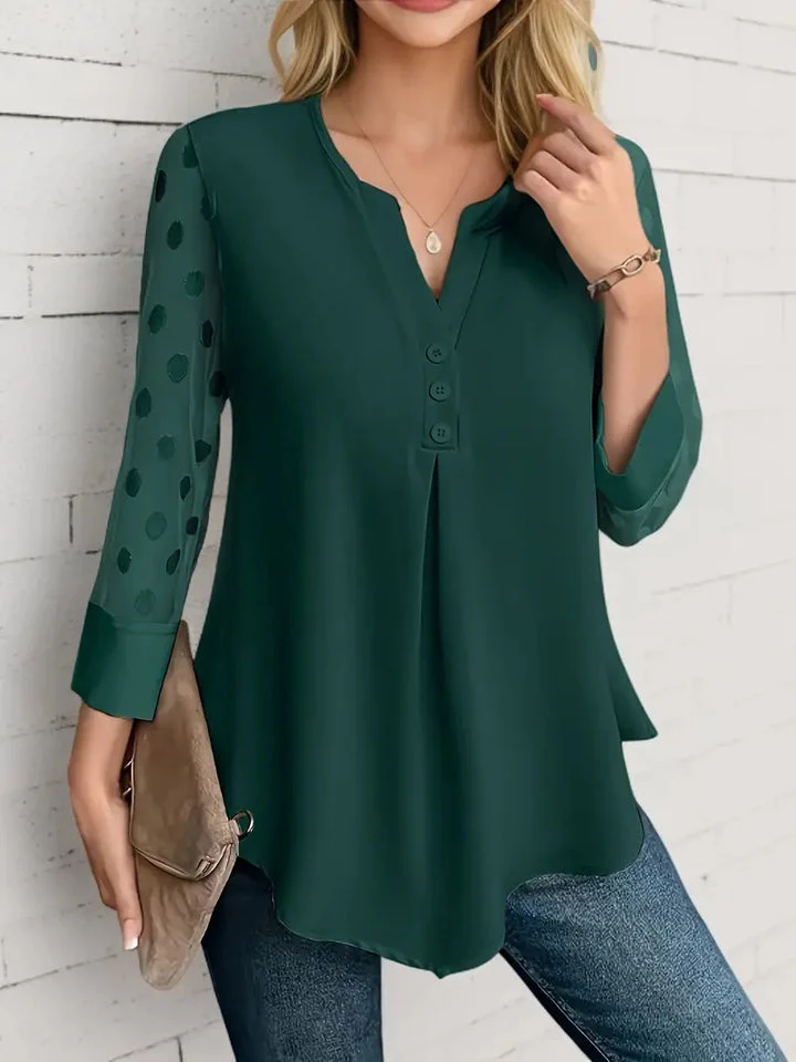 Erika® | Timelessly Elegant Plain Blouse With Button Closure At The Front - Image 6