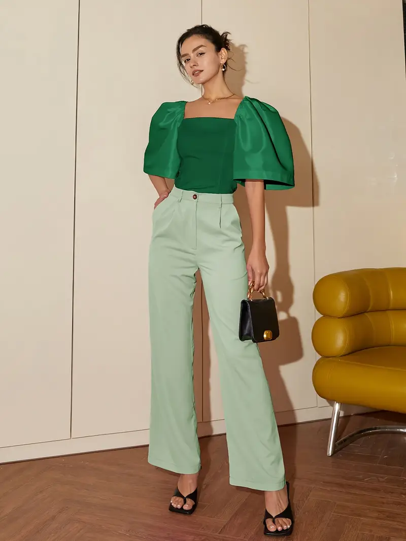 Ersilia® | Elegant Satin Blouse With Puff Sleeves - Image 16