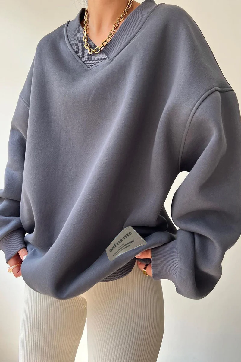 Esperanza | Casual daily patchwork V-neck hoodies - Image 2