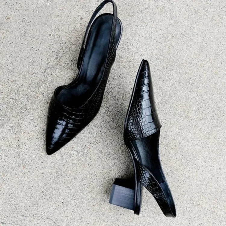 Esperanza® | Orthopedic Women'S Pumps With Block Heel And Crocodile Pattern - Image 4