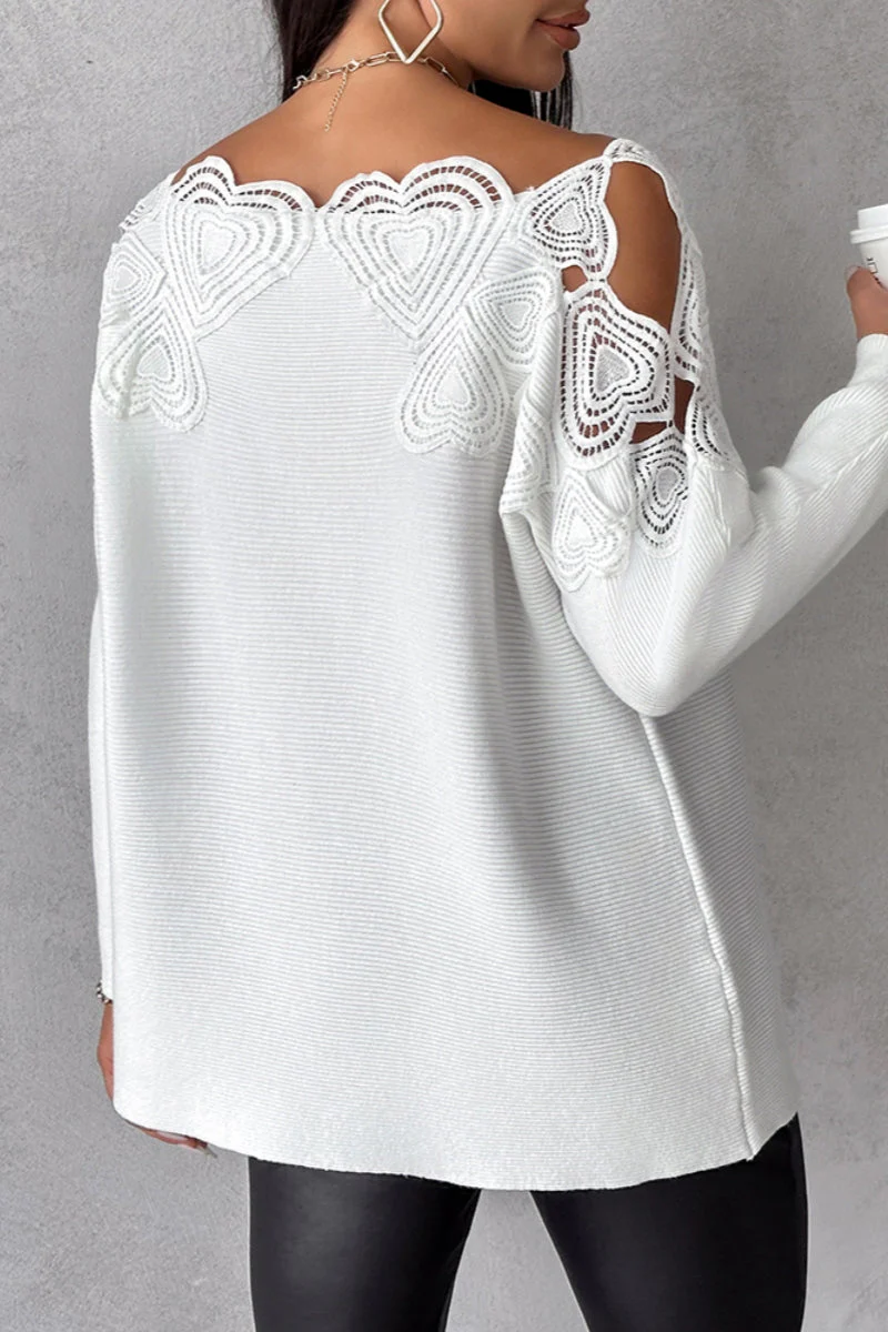 Estefanía | Casual solid hollow out patchwork o-neck tops - Image 4