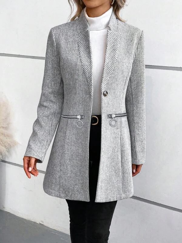 Estela® | Exterior clothing in gray plain with some lengths and pockets - Image 5
