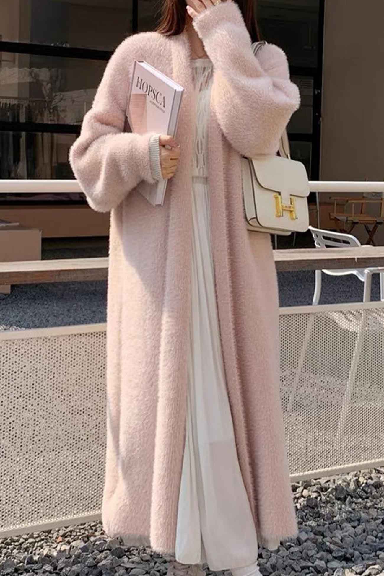 Estela | Plain, fluffy long cardigan - Image 5