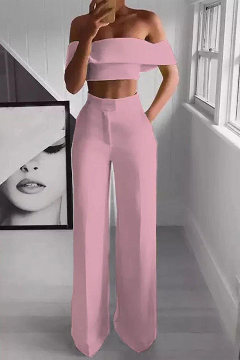 Ester® | Elegant Off-The-Shoulder Crop Top And High-Waisted Pants Set - Image 2
