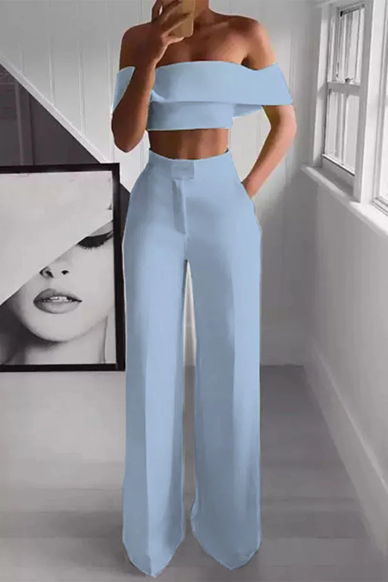 Ester® | Elegant Off-The-Shoulder Crop Top And High-Waisted Pants Set - Image 5
