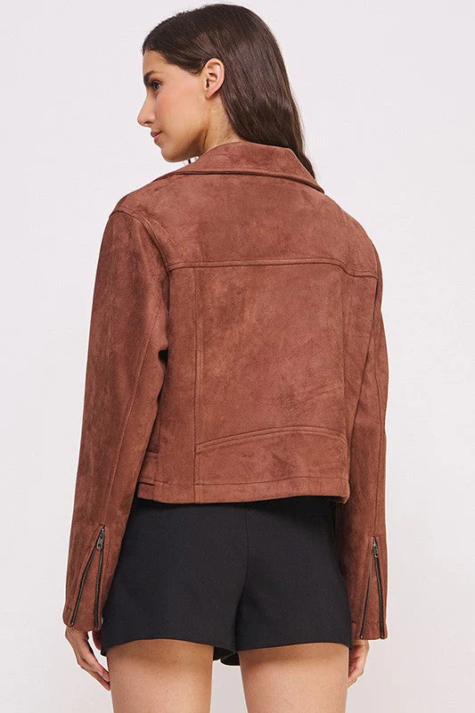 Ester | PLUS LONG SLEEVE SUEDE MOTOR JACKET WITH BELT AND ZIPPER - Image 18