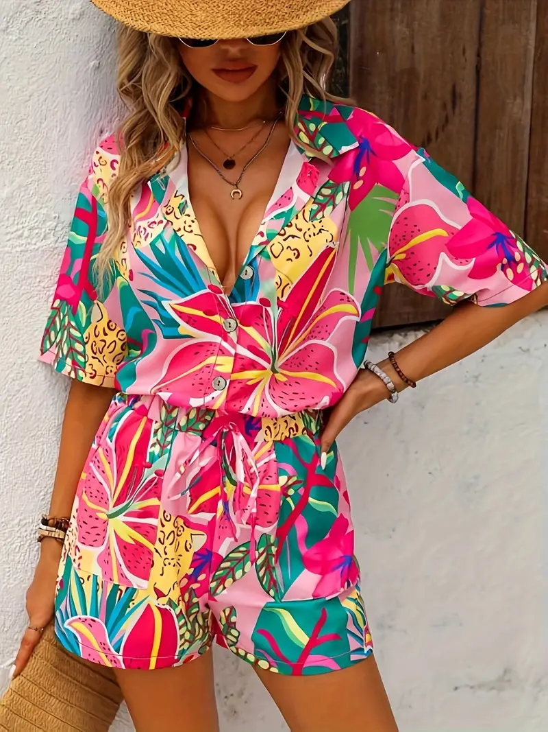 Esterina® | Shorts And Blouse With Tropical Print - Image 2