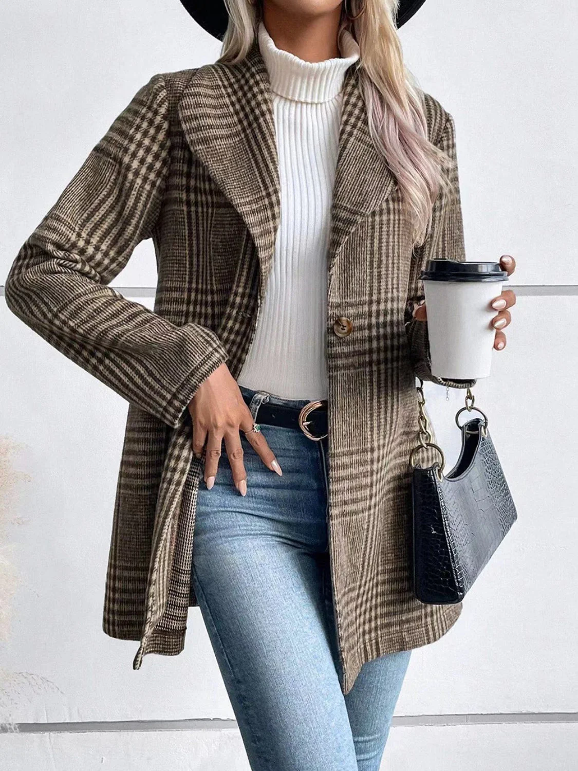 Esther | Checked, long-sleeved jacket with a collar