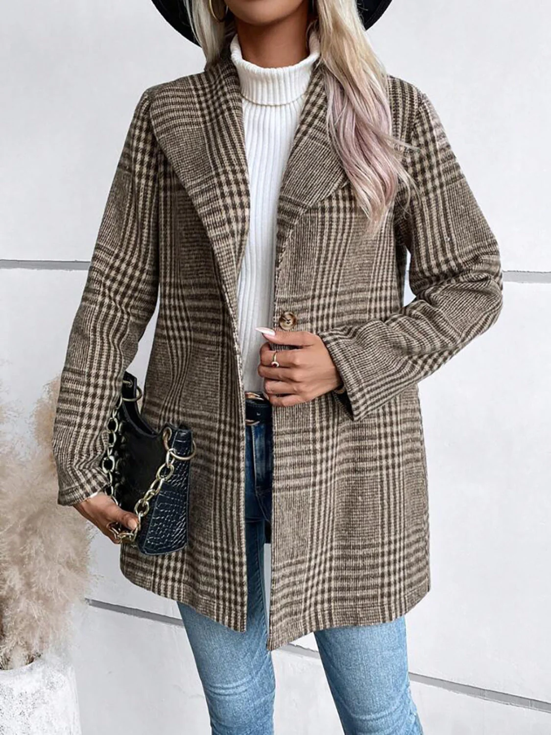 Esther | Checked, long-sleeved jacket with a collar - Image 3