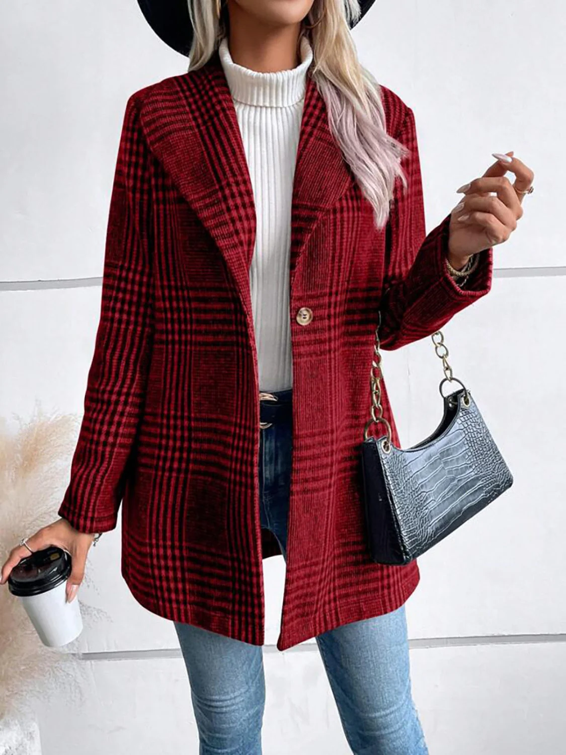 Esther | Checked, long-sleeved jacket with a collar - Image 6