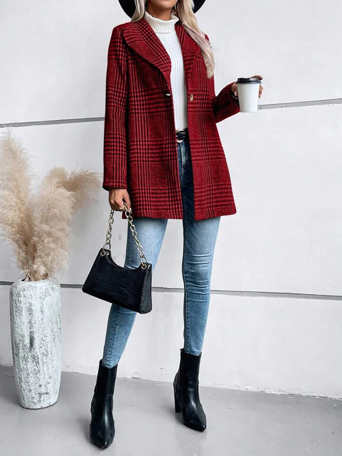 Esther | Checked, long-sleeved jacket with a collar - Image 8