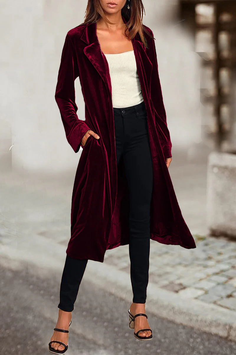 Esther | Elegant British style outerwear with plain pockets and turn-down collar - Image 10