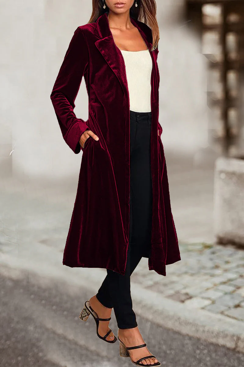Esther | Elegant British style outerwear with plain pockets and turn-down collar - Image 11