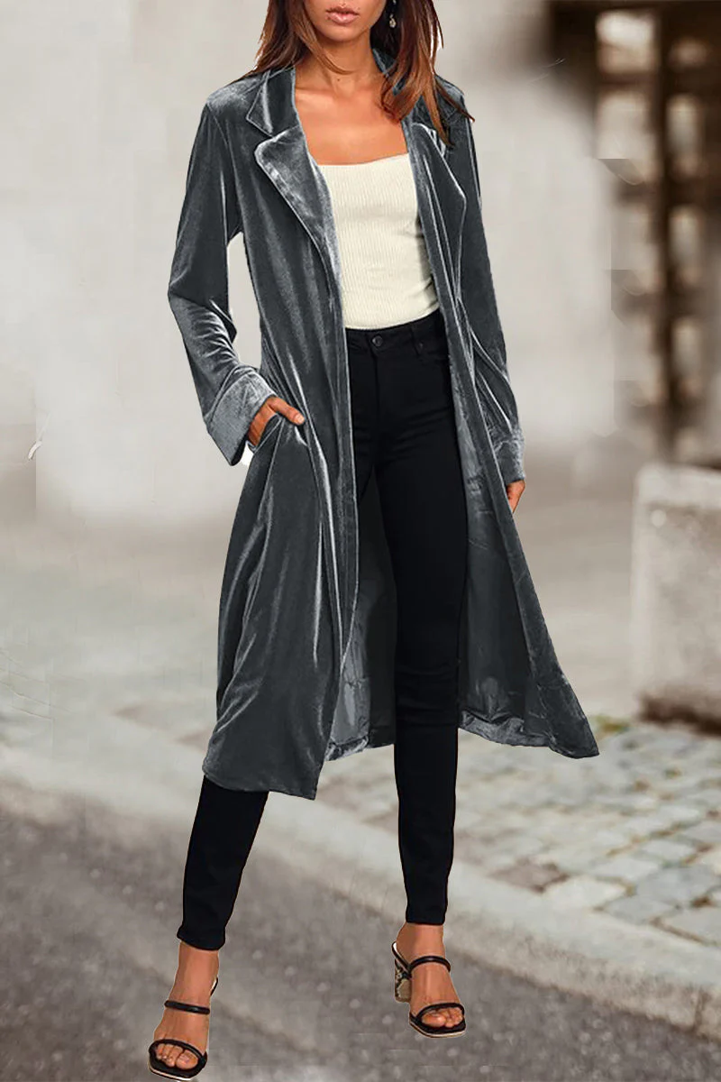 Esther | Elegant British style outerwear with plain pockets and turn-down collar - Image 4