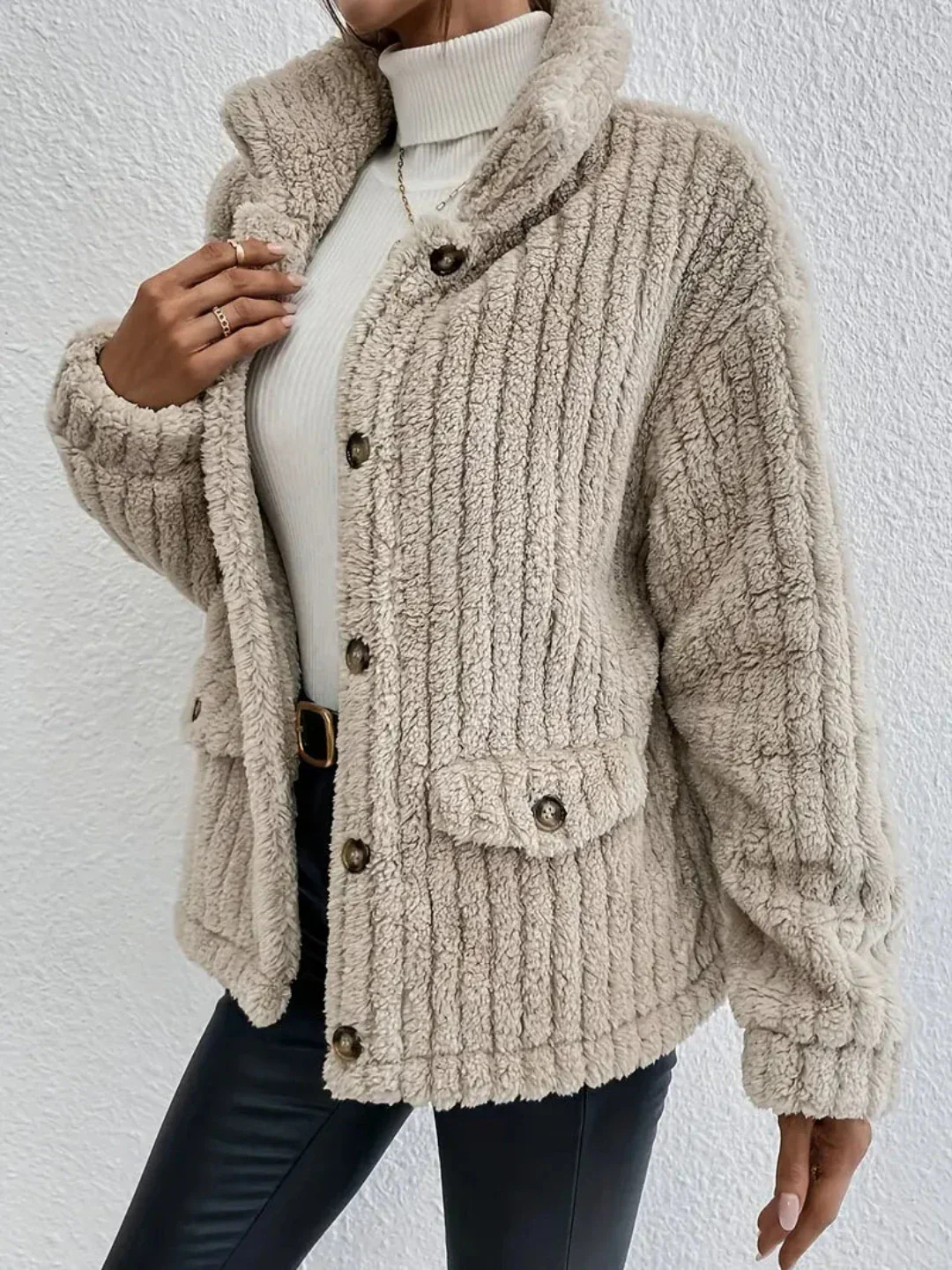 Esther | Cardigan with buttons in double-face velvet - Image 4