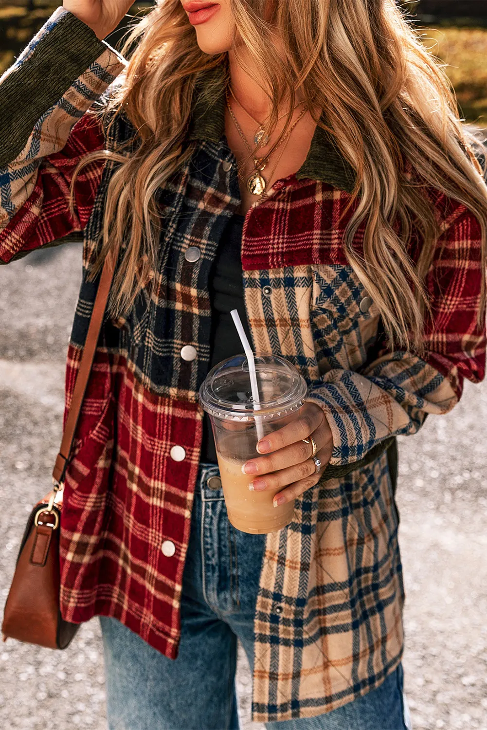 Estrella | Checked long sleeve jacket with buttons
