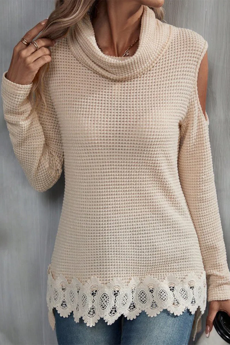 Eugenia | Elegant turtleneck tops made of plain lace - Image 2