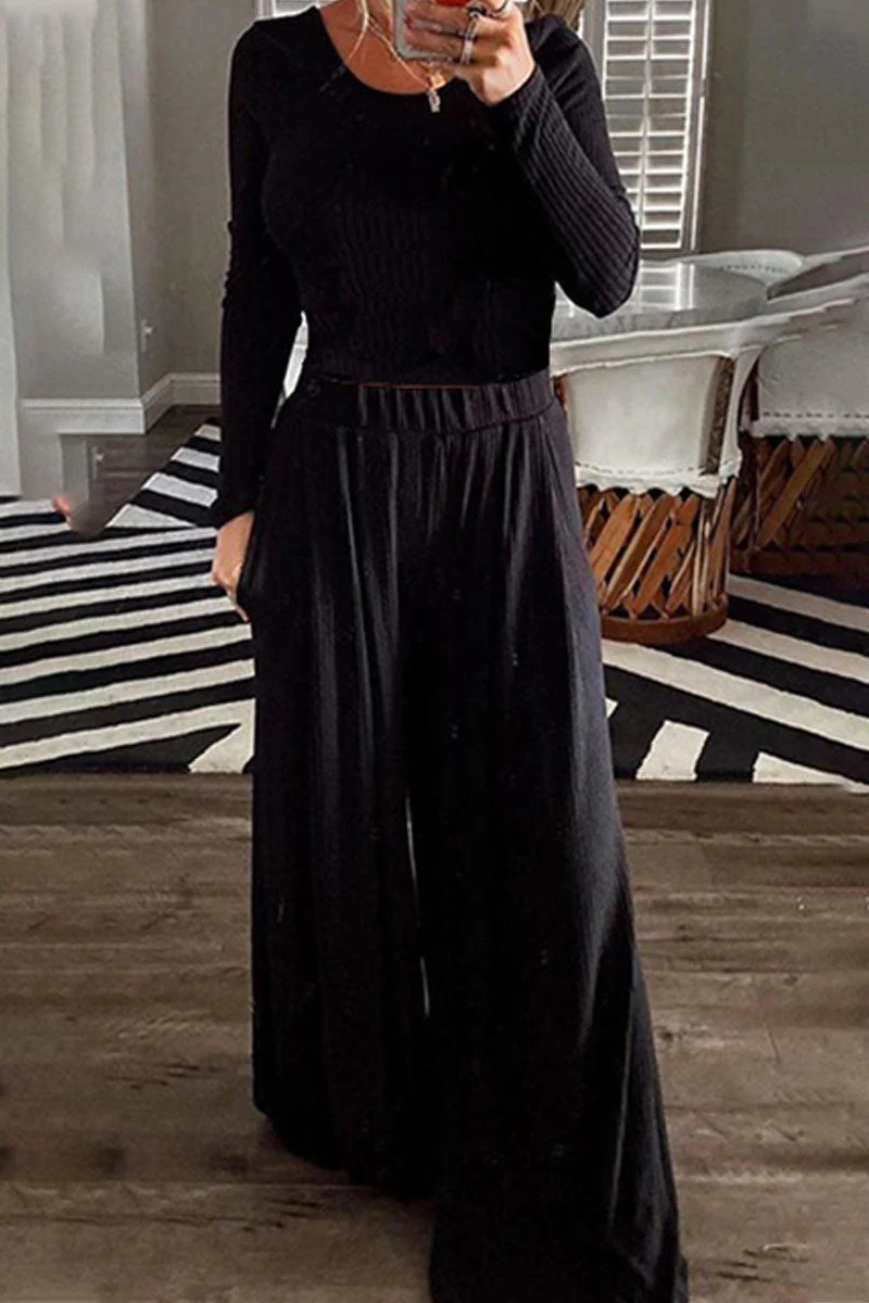Eugenia | Fashionable elegant solid patchwork O-neck long sleeve two pieces - Image 6