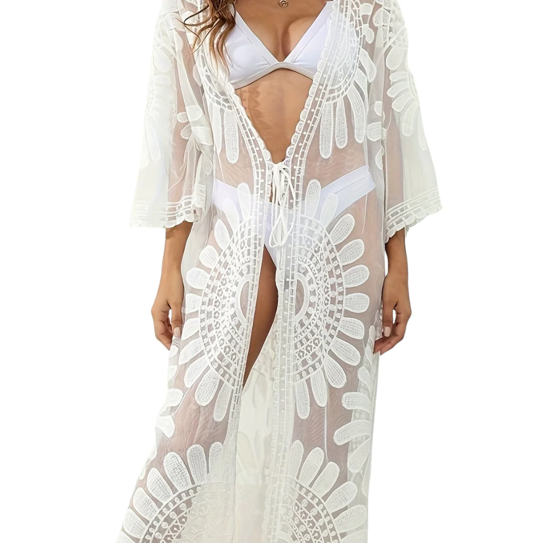 Eugenia® | Mesh Wrap Boho V-Neck Embroidered