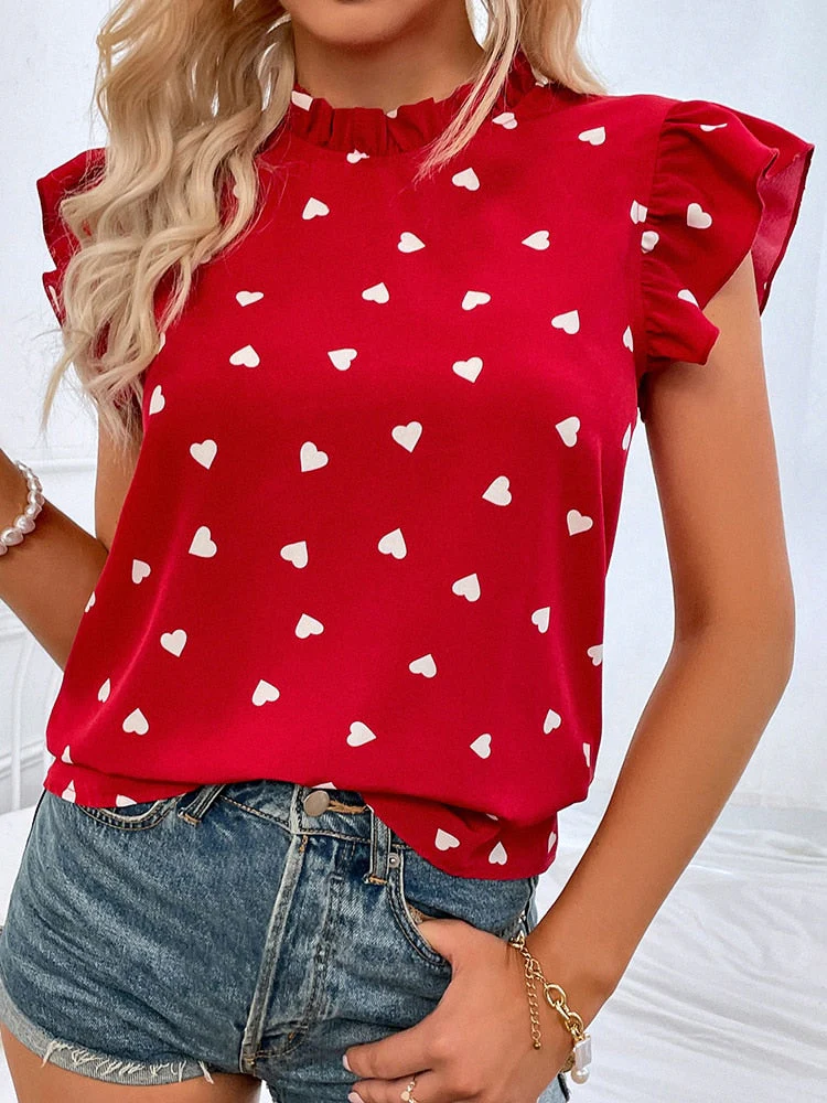 Eulalia® | Casual Blouse Summer Blouse With Short Sleeves And Heart Print - Image 2
