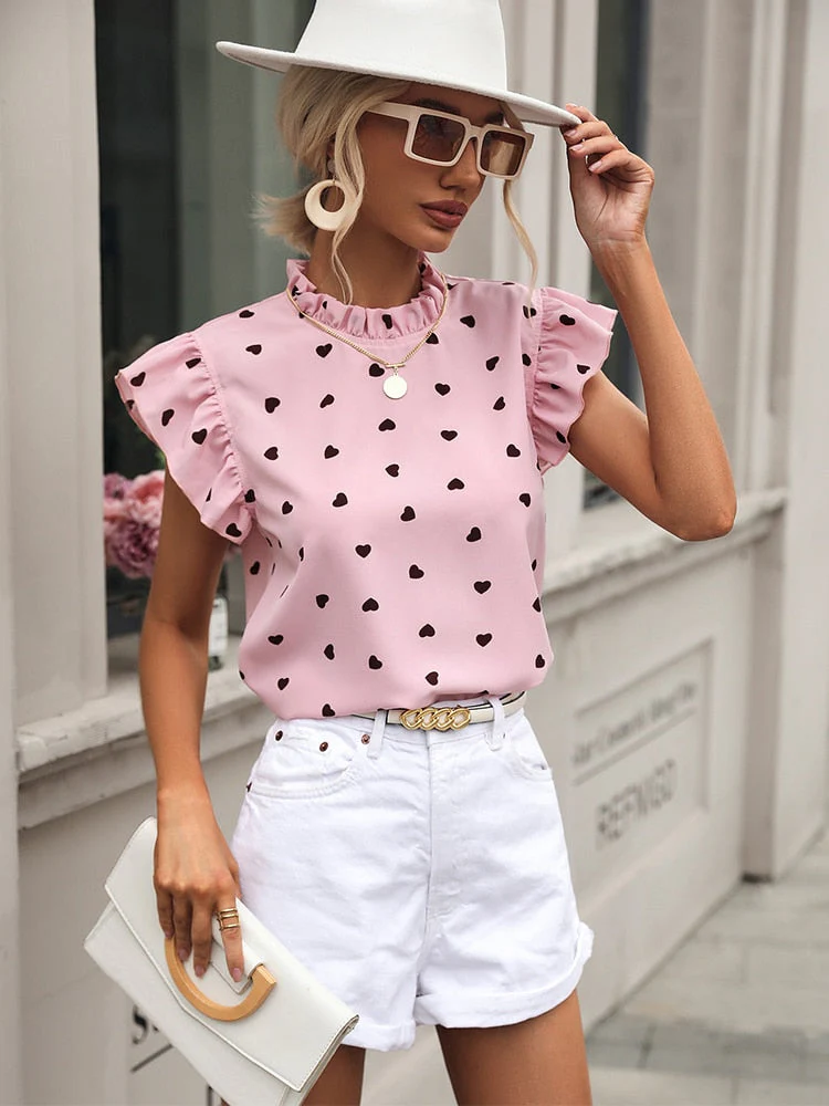 Eulalia® | Casual Blouse Summer Blouse With Short Sleeves And Heart Print - Image 5